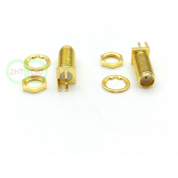 FOR 100pcs SMA female nut bulkhead solder deck PCB clip edge mount RF connector 13mm