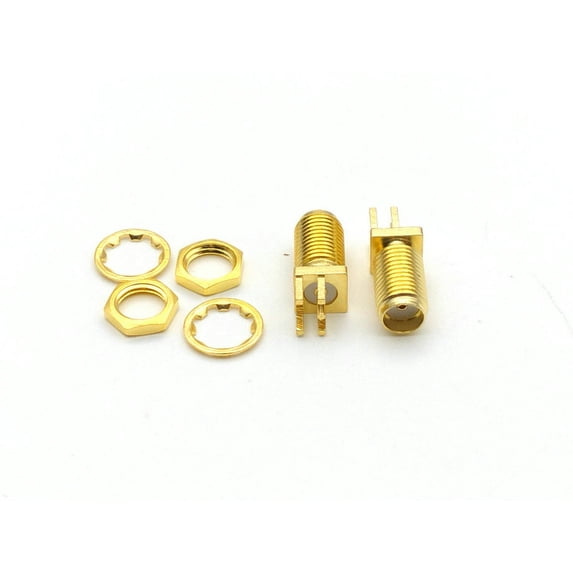 FOR 100pcs copper SMA female nut bulkhead solder RF Connector Nut Solder PCB Clip Edge Mount 1.6mm