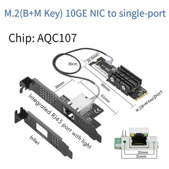FOR 10Gb Network Card M.2 To RJ45 Network Adapter 10G/2.5G/10000M Internet NIC Lan Card