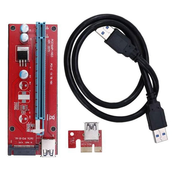 FOR 10Pcs VER007S PCI-E Riser Card 007S PCIE 1X To 16X Ext 15Pin SATA Power 60CM USB 3.0 Cable For BTC LTC Mining Miner