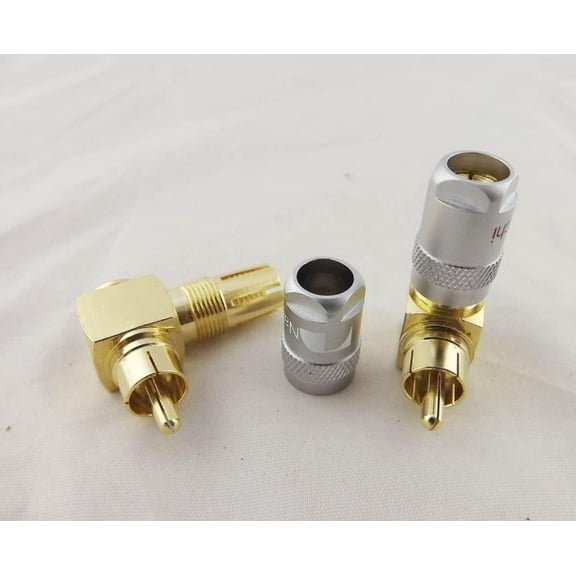 FOR 10pairs Gold Copper Right Angled RCA Male Plug Solderless Audio Connector