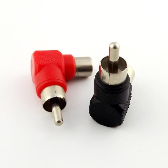 FOR 10pairs RCA Male to RCA Female Jack Nickel Right Angle AV Audio Adapter Red + Black