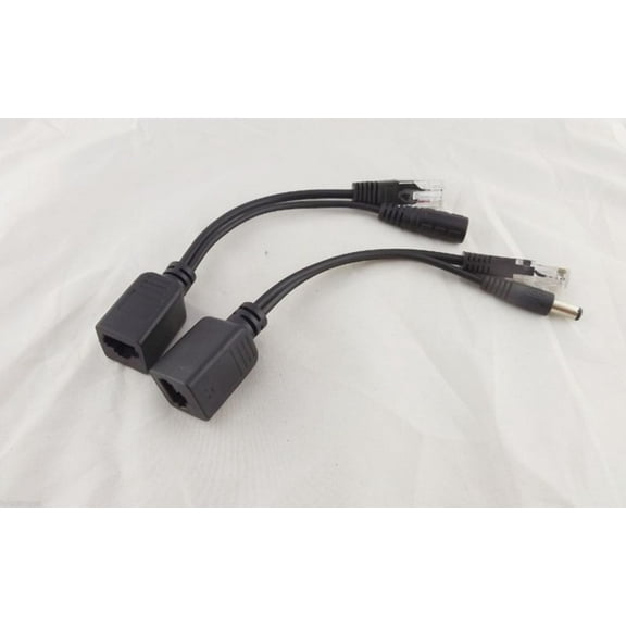 FOR 10pairs RJ45 Power Over Ethernet Passive PoE Adapter Injector Splitter Cable Kit WhiteBlack