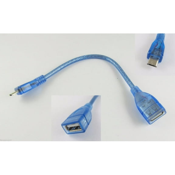 FOR 10pcs 20cm Blue Micro 5 Pin USB Male to USB Female Host Data Adapter Cable