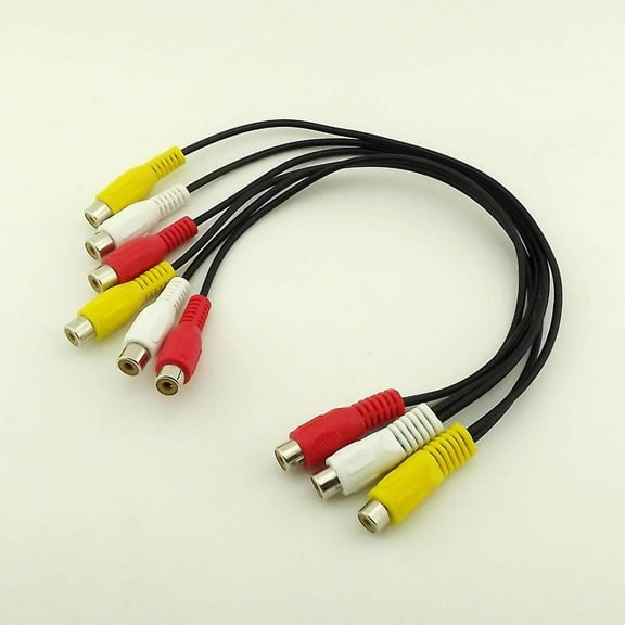 FOR 10pcs 3 RCA Female to 6 RCA Jack Splitter Composite Audio Video AV Adapter Cable 30cm