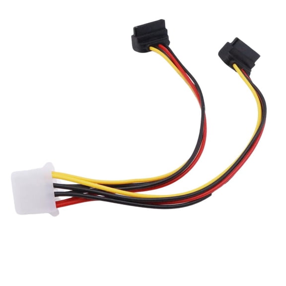 FOR 10pcs 4 Pin Molex IDE Female to 2x SATA Female 90 Right Angle HDD Power Y Splitter Cable