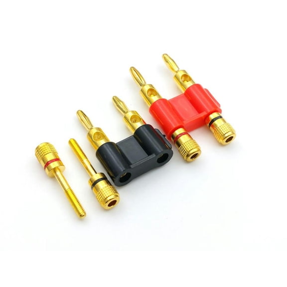 FOR 10pcs GOLD Connector - Stackable Double Banana Plug Speaker Loudspeaker Plug