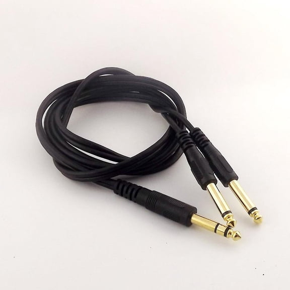 FOR 10pcs Gold 6.35mm Stereo Male to 2x1/4 Male Convertor Mono Splitter Cable Adapter 5ft