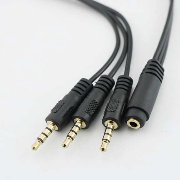 FOR 10pcs Gold Plated 3.5mm TRRS Stereo Female 4 Pole Jack to 3x 1/8 Male Plug Audio Headphone Splitter Cable 30cm/1ft