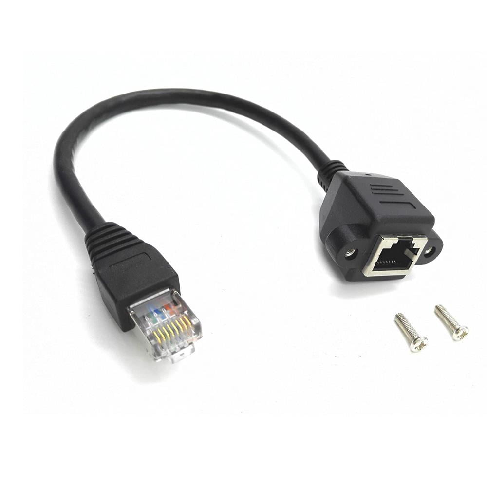 FOR 10pcs RJ45 CAT5E Male to Female Ethernet Network Screw Panel Mount ...
