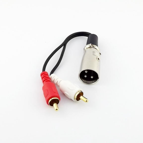 FOR 10pcs Red Whited 2 RCA Male To Male Plug Stereo Audio Speaker Amp Y Cable 15cm