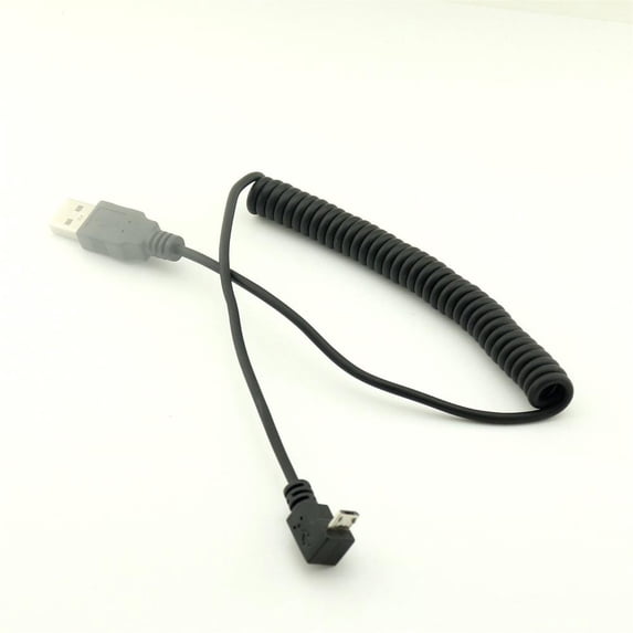 FOR 10pcs Spiral Coiled USB 2.0 A Male to Micro USB 5Pin Male Down Angle Adapter Cable 5Ft