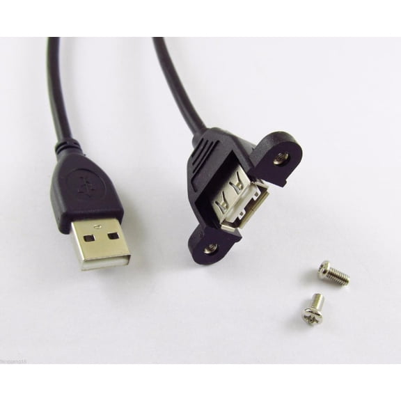 FOR 10pcs USB 2.0 A Male To USB A Female Panel Mount Adapter Extend Cable Screw Lock 0.5m