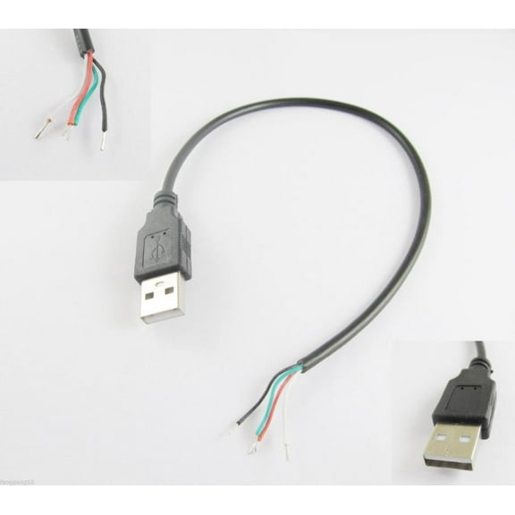 FOR 10pcs USB 2.0 A Type Male Plug 4 Pin 4 Wire Data Charge Cable Cord Connectors DIY 30cm