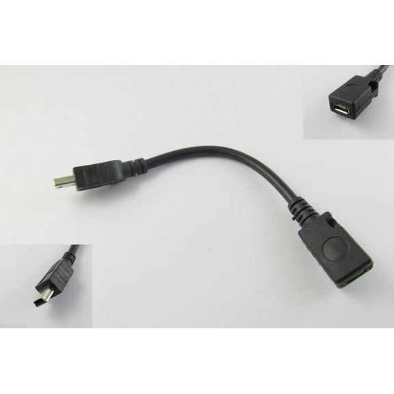 FOR 10pcs USB 2.0 Mini B 5 Pin Male To Micro 5 Pin Female Adapter Data Converter Cable 13.5cm