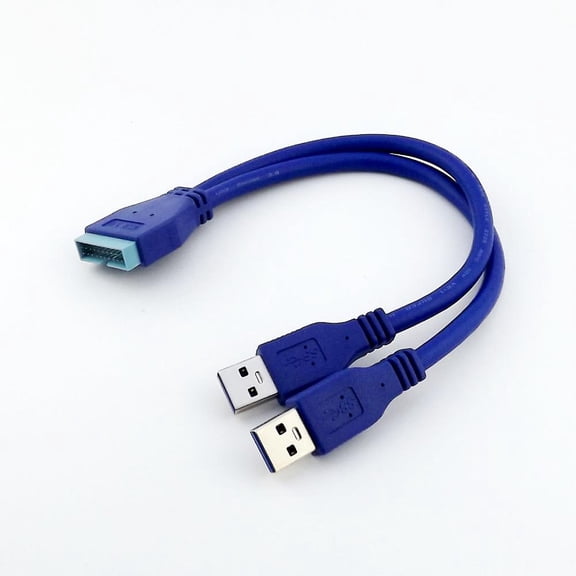 FOR 10pcs USB 3.0 A Male 2 Ports to 20 Pin Male Header Motherboard Extension Adapter Cable 25cm