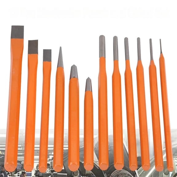FOR 12 Pcs Professional Mechanics Punch and Chisel Set Machine Taper Tool Steel Chisel