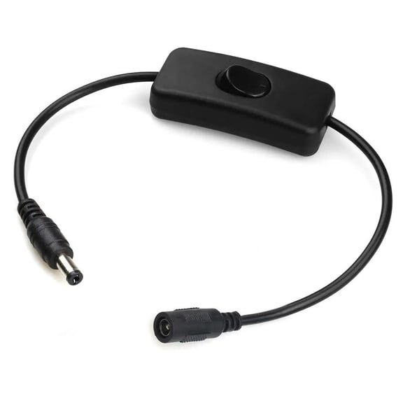 12V Power DC Male to Female Cable with On/Off Switch, 5.5mm x 2.1mm DC Cable Extension Inline Rocker Switch Driving Recorder