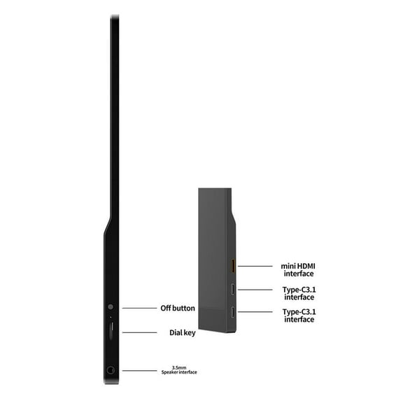 FOR 15.6 Inch Portable Monitor 1920X1080 LED Backlight Display Gaming Monitor Type C HD for Switch PC TV Box EU Plug