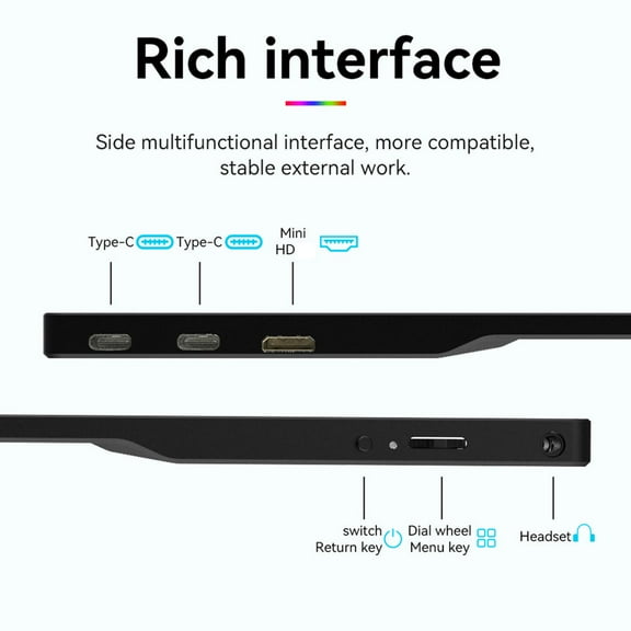FOR 15.6 Inch Portable Monitor Touchscreen1920X1080 FREE-Type C HD Gaming Monitor for Switch PC TV Box US Plug