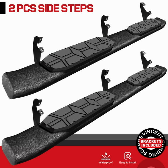 FOR 19-25 Ford Ranger Super Crew Cab Side Steps Curved 4.3" Running Board BLK