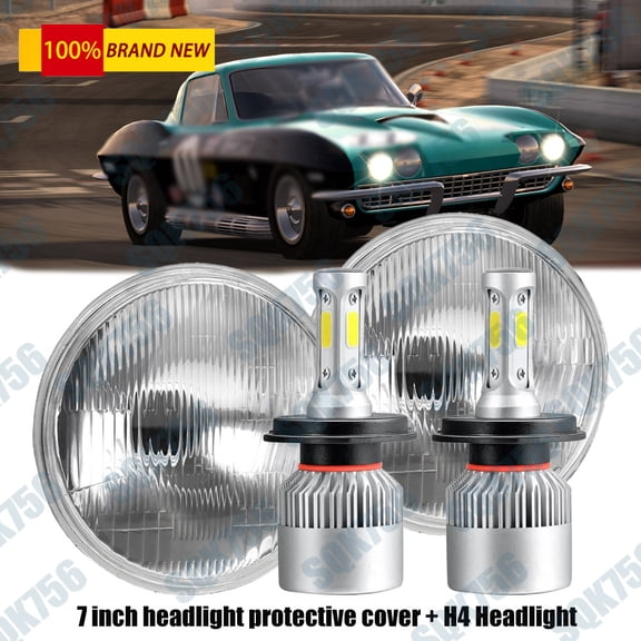 FOR 1967-1972 Chevy C10 Pair 7 inch LED Headlights Round DOT Approved Hi-Lo Lamp
