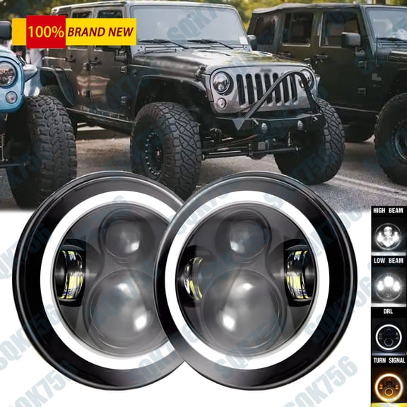 FOR 1967-1972 Chevy C10 Pair 7 inch LED Headlights Round DOT Approved Hi/Lo Lamp