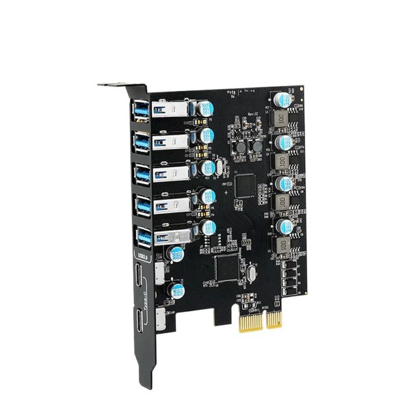 FOR 1PC PCIE Seven-port USB 3.0 Adapter Card Desktop Rear PCI-E To 7-port USB Expansion Card Chip