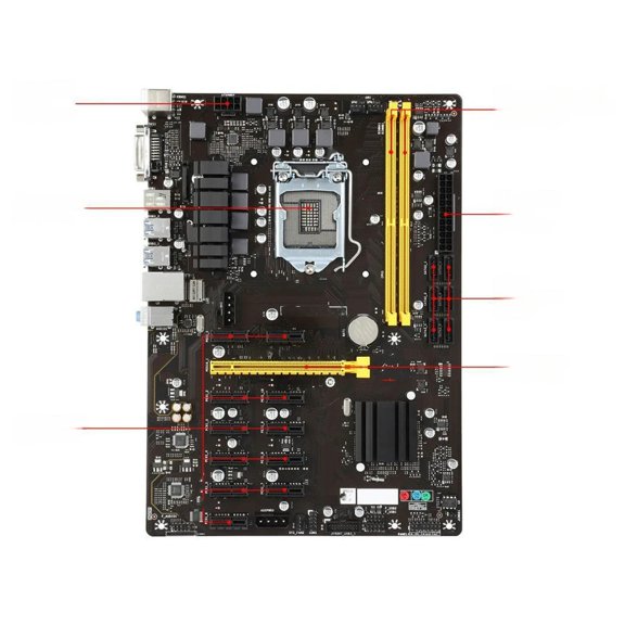 FOR 1PC TB250-BTC PRO Motherboard FOR 1PC B250 LGA 1151 32GB ATX DDR4 PCI-E 3.0 Professional