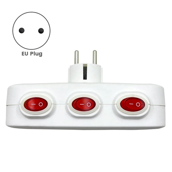 FOR 1PCS 1 To 3 Way Extension Socket With On/OFF Switch Universal Germany France Standard AC Outlet Wall Power Converter EU Plug