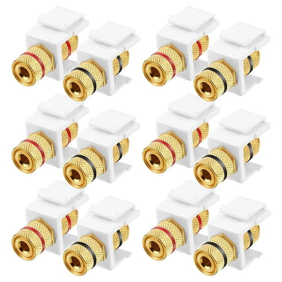 FOR 1PCS 12 Pieces Banana Jack Binding Post Keystone Jack Insert, Black And Red Rings Audio Speaker Keystone Connector Screw Type