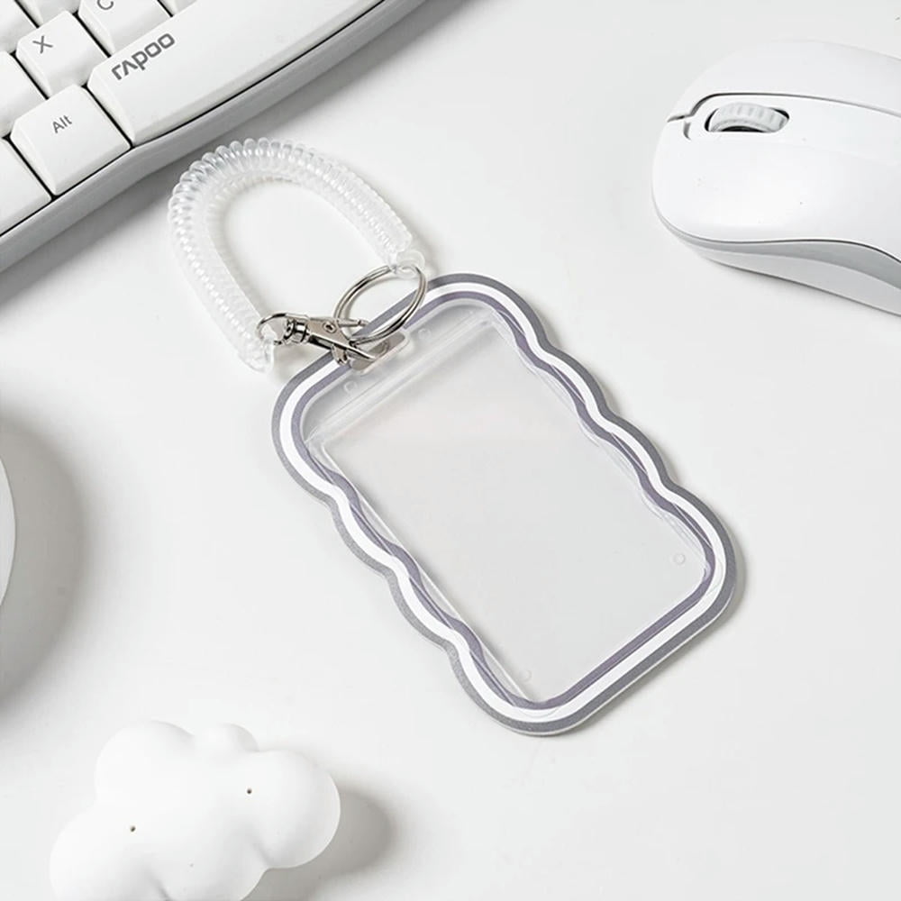 FOR 1PCS 4PCS Wave Transparent Card Holder With Lanyard FOR 1PCS Bus Card Protection Cover FOR 1PCS ID Cover