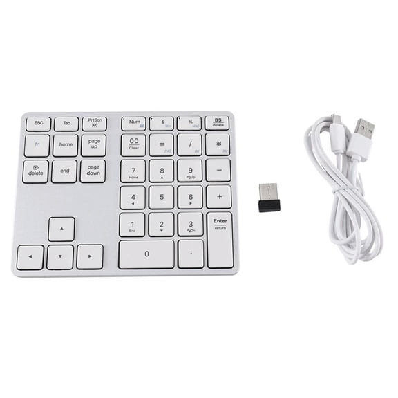 FOR 1PCS 5.0 Wireless Numeric Keypad 35 Keys Digital Keyboard FOR 1PCS PC Tablet Laptop,Silver White