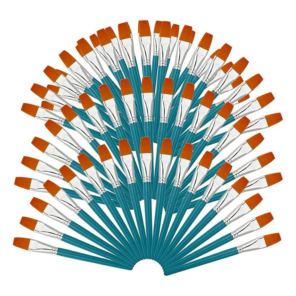 FOR 1PCS 50Pcs Flat Acrylic Paint Brushes, Paint Brushes 1 Inch Paint Brush FOR 1PCS Acrylic Watercolor Oil Crafts Face Body Art