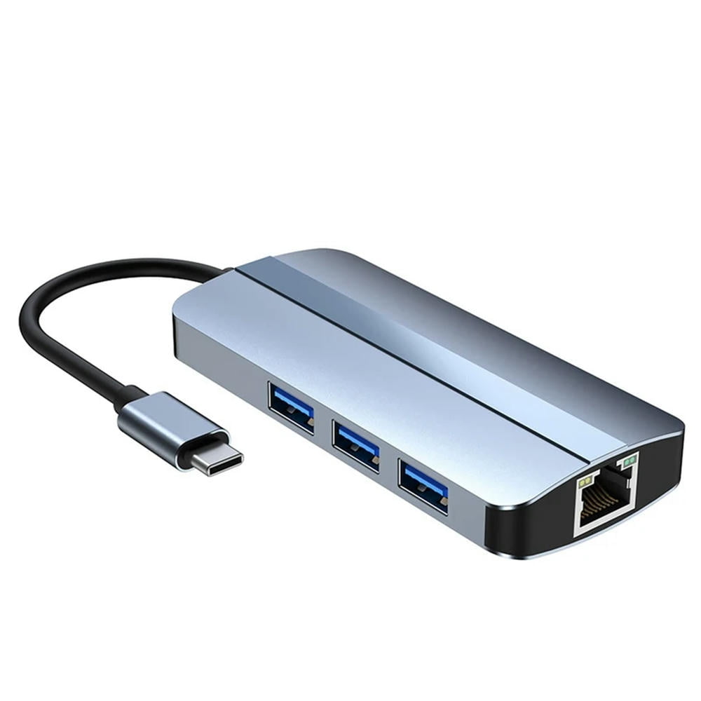 FOR 1PCS 6-In-1 USB C Hub Docking Station Type C USB HUB USB3.0 RJ45 1000Mbps SD TF Card Reader PD 100W Charger HDMI-Compatible