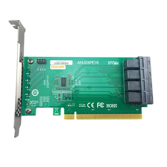 FOR 1PCS ANU04PE16 Nvme Controller SFF8643 4 Port Pcie3.0 X16 SSD Exp Riser (Not With Cables, Not Support LSI 8643X2 To 8639X2 )
