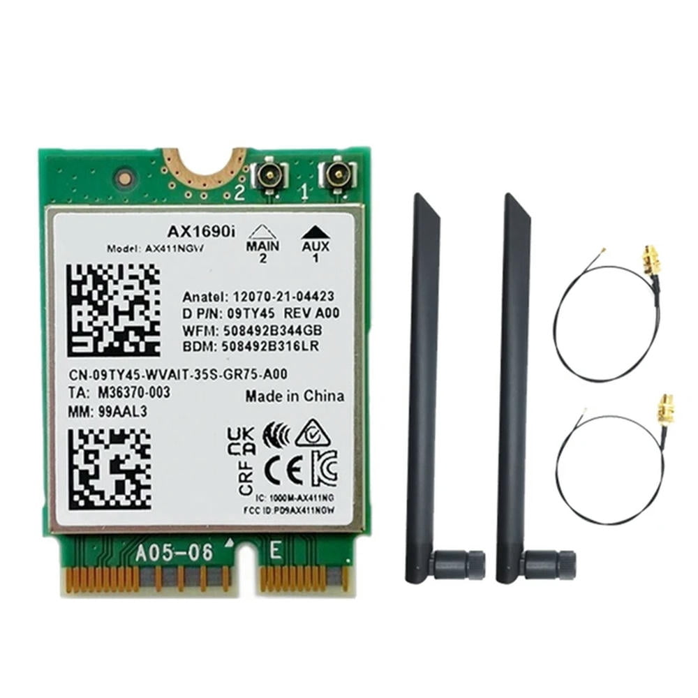 Wifi Module Antenna FOR 1PCS AX1690I Wifi Card+2X8DB Antenna AX411 Wi-Fi 6E Speed 2.4 Gbps ...