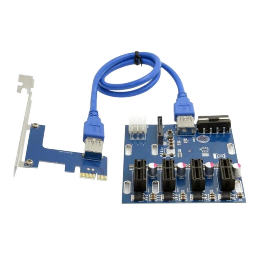 Pci External Adapter FOR 1PCS Add In Card PCI-E 1 To 4 PCI Express Riser Card Mini ITX To ...