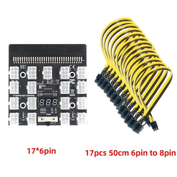 FOR 1PCS Breakout Board 17 Port 6Pin LED Display Power Module Server Card 6Pin To 8Pin Cable FOR 1PCS 1200W 750W PSU GPU