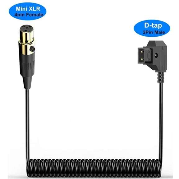 FOR 1PCS D-Tap Male To Mini XLR 4 Pin Female Coiled Power Cable FOR 1PCS ARRI, RED Cameras