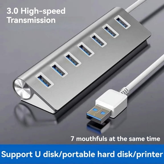 FOR 1PCS High Speed USB HUB 7 Port Expander USB 3.0 Port Aluminum Alloy Portable USB Splitter FOR 1PCS I Air Laptop PC