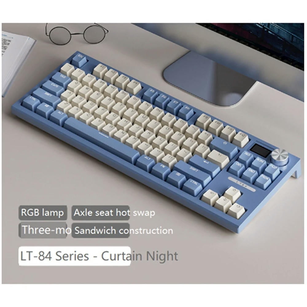 FOR 1PCS LT84RGB 2.4G Wired Illuminated Gaming Mechanical Keyboard Sea Air Mechanical Switch