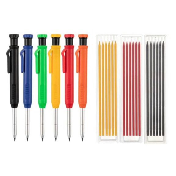 FOR 1PCS Mechanical Carpenter Pencils Set With 18 Pcs 2.8Mm Refills, Deep Hole Woodworking Maker With Built-In Sharpener