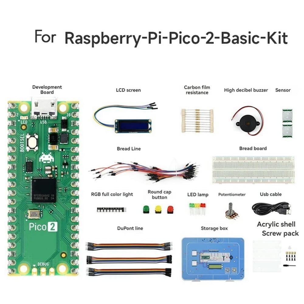 FOR 1PCS Pi Pico 2 Basic Kit Development Board RP2350 Microcontroller ...