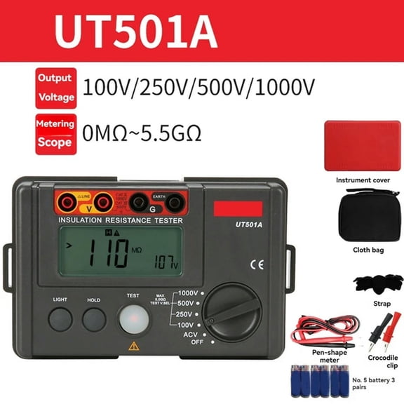 FOR 1PCS UT501A Insulation Resistance Tester 1000V Megohmmeter 5G Ohm Meter Professional Digital Ohmmeter Electrical Megomete