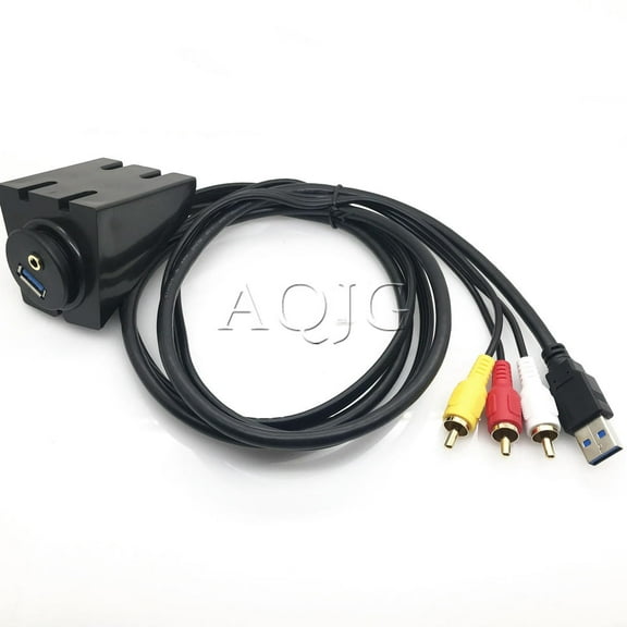 FOR 1m Car Dashboard Flush Mount Panel USB 3.0 3.5mm AUX RCA Extension Flush Mount Male to Female Cable Car Styling Dashboard