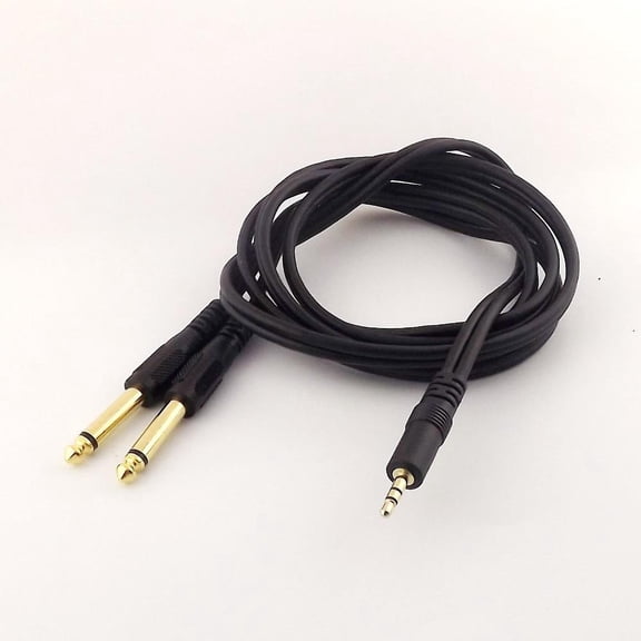 FOR 1pc 5ft Twin 1/4 6.35mm Mono Male to Stereo 3.5mm 1/4 Male Shield Audio Amp Cable 1.5m