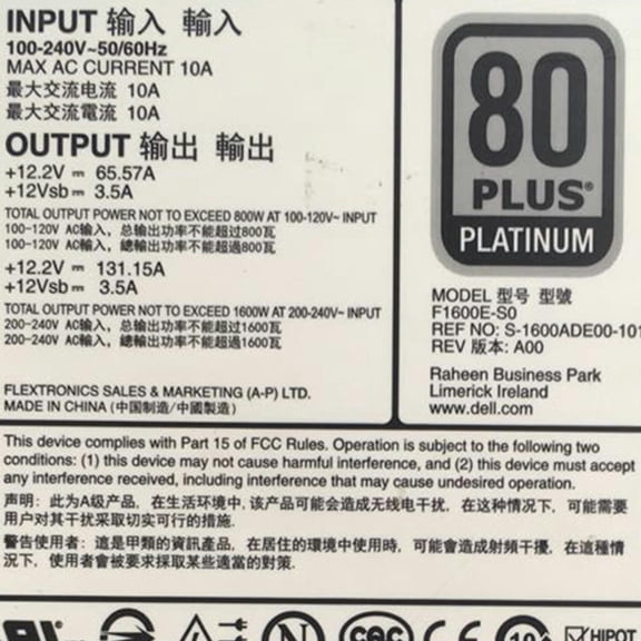 FOR 1600W POWER SUPPLY 95HR5 F1600E-S0 D5W1N For R740 R640 T640 T440 R630 R730 R730XD SERVER