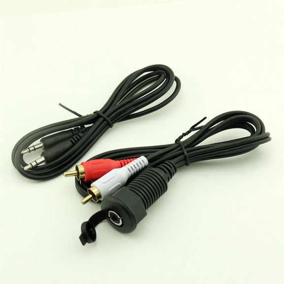 FOR 1pcs 1m/2m 2RCA to 3.5mm Flush Dash Aux Input Adapter Panel Mount+3.5mm Stereo Cable