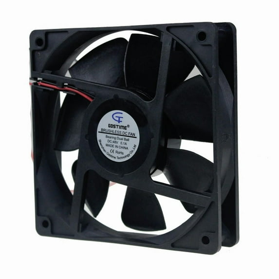 FOR 2 Pieces DC 48V 120mm 12CM 12025 0.1A Dual Ball Brushless Computer Case Cooling Fan